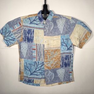 Vtg JAMS WORLD Rayon Hawaiian Shirt BLUE MEDIUM